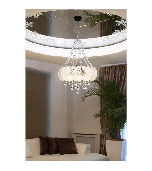 Lampada da soffitto Yon MDL3973 argento vetro decorato e pietre effetto cristallo