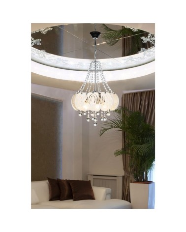Lampada da soffitto Yon MDL3973 argento vetro decorato e pietre effetto cristallo