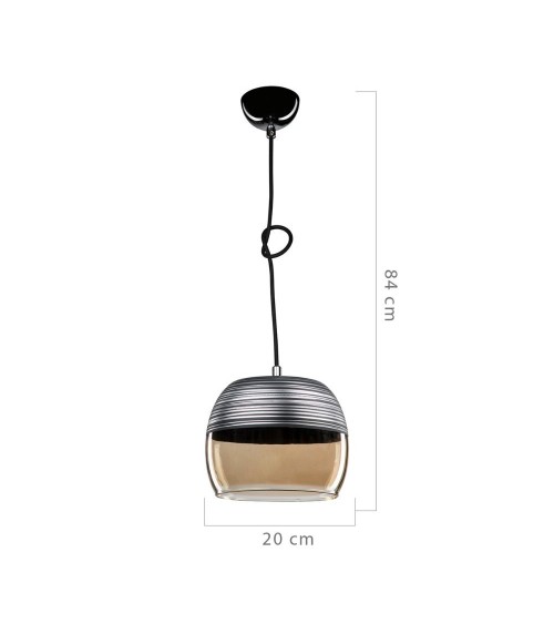 Lampada a sospensione Punto ASZ0857 diffusore bicchiere rovesciato nero
