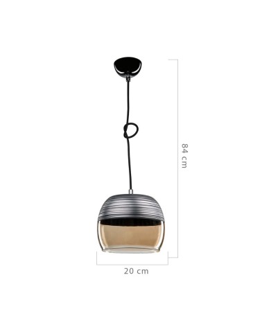 Lampada a sospensione Punto ASZ0857 diffusore bicchiere rovesciato nero