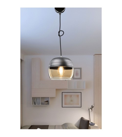Lampada a sospensione Punto ASZ0857 diffusore bicchiere rovesciato nero