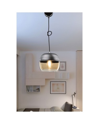 Lampada a sospensione Punto ASZ0857 diffusore bicchiere rovesciato nero