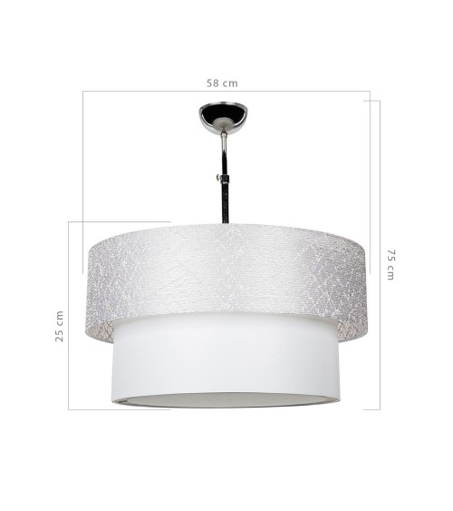 Lampada a sospensione Polo MDL2749 in tessuto grigio