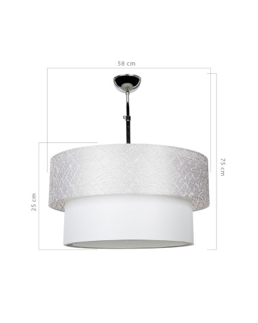 Lampada a sospensione Polo MDL2749 in tessuto grigio