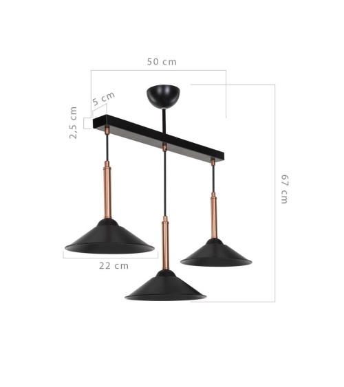 Lampada a sospensione Mandarin MDL4221 con paralumi metallo nero