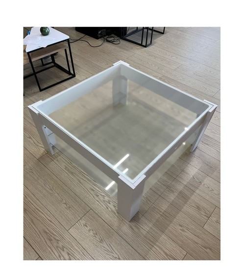 Tavolino da salotto bianco con doppio ripiano in vetro Homy