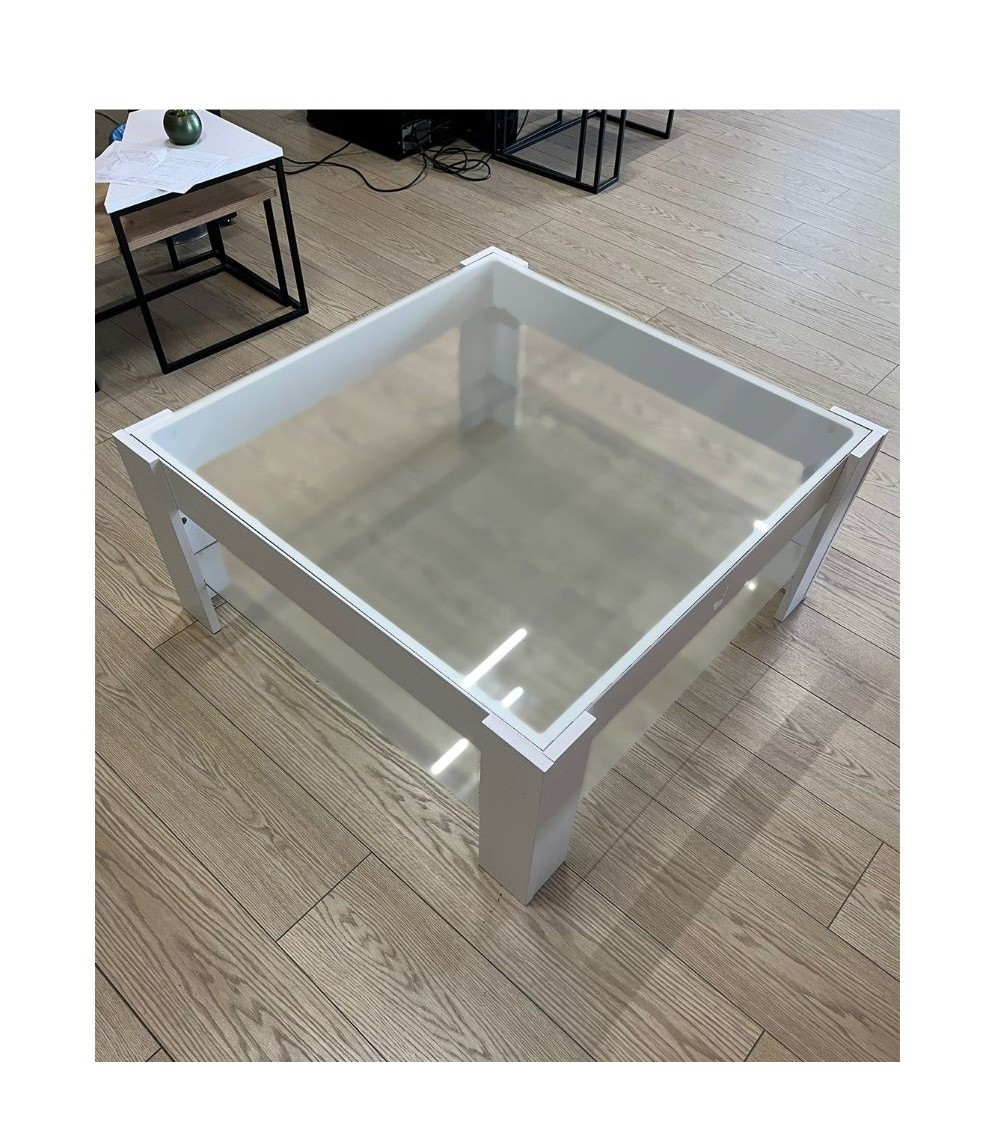 Tavolino da salotto bianco con doppio ripiano in vetro Homy