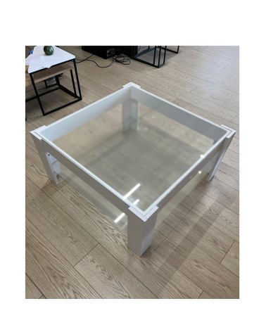 Tavolino da salotto bianco con doppio ripiano in vetro Homy