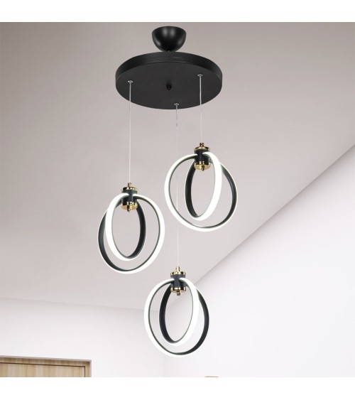 Lampada a sospensione Felicia tre punti luce cerchi LED ASZ1593