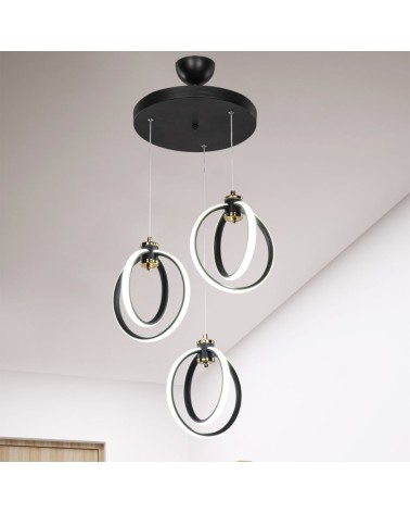 Lampada a sospensione Felicia tre punti luce cerchi LED ASZ1593