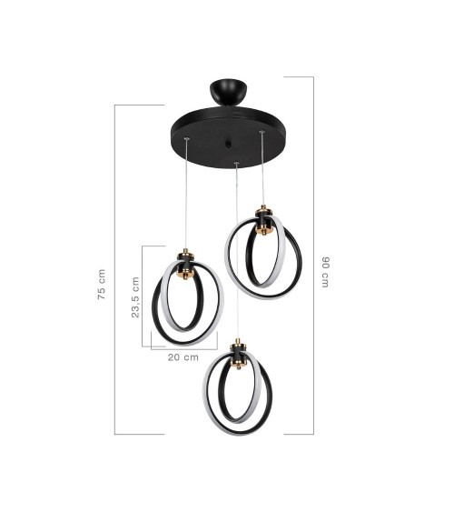 Lampada a sospensione Felicia tre punti luce cerchi LED ASZ1593