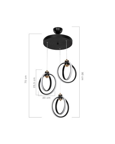 Lampada a sospensione Felicia tre punti luce cerchi LED ASZ1593