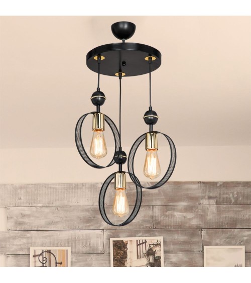Lampada a sospensione Esin con tre portalampade a cerchio MDL4423