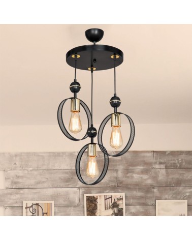 Lampada a sospensione Esin con tre portalampade a cerchio MDL4423