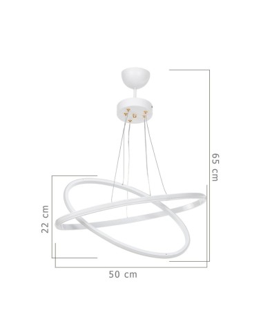 Lampada a sospensione Muso due anelli bianchi Led MDL4438