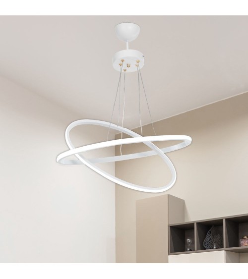 Lampada a sospensione Muso due anelli bianchi Led MDL4438