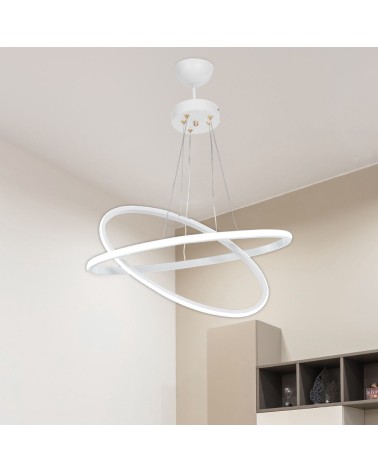 Lampada a sospensione Muso due anelli bianchi Led MDL4438