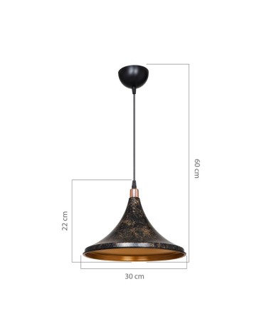 Lampada a sospensione Kalyon metallo nero oro ASZ1650
