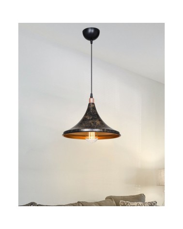 Lampada a sospensione Kalyon metallo nero oro ASZ1650
