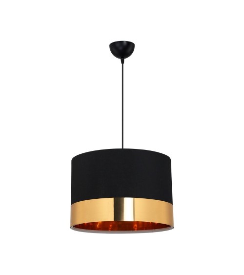Lampada a sospensione Alfina tessuto nero fascia oro ASZ1665
