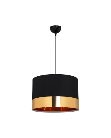 Lampada a sospensione Alfina tessuto nero fascia oro ASZ1665