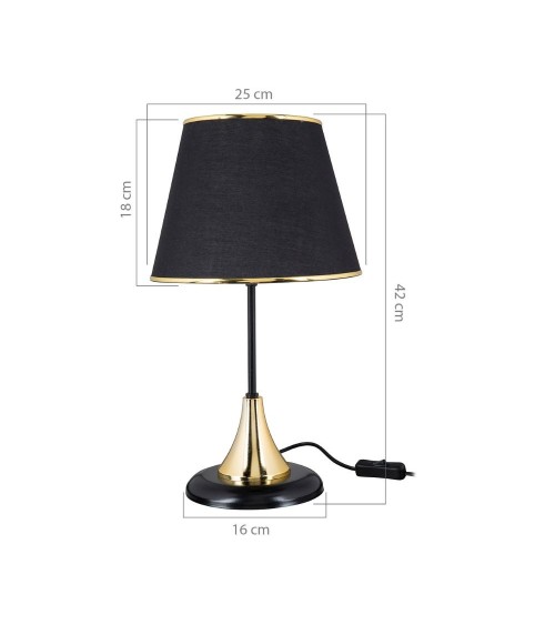 Lampada da tavolo Arden metallo e paralume tessuto nero ASZ1632