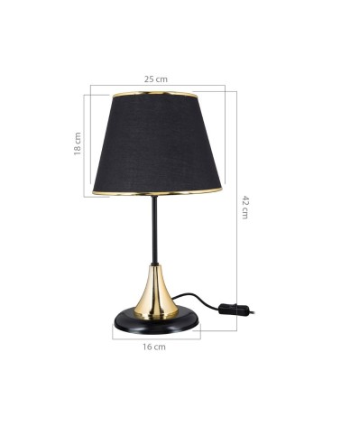Lampada da tavolo Arden metallo e paralume tessuto nero ASZ1632