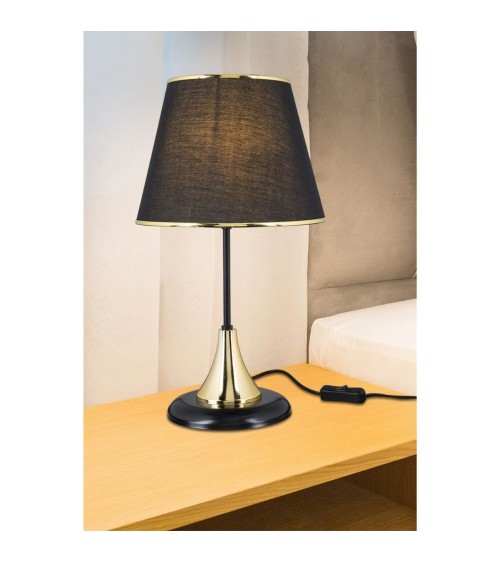 Lampada da tavolo Arden metallo e paralume tessuto nero ASZ1632