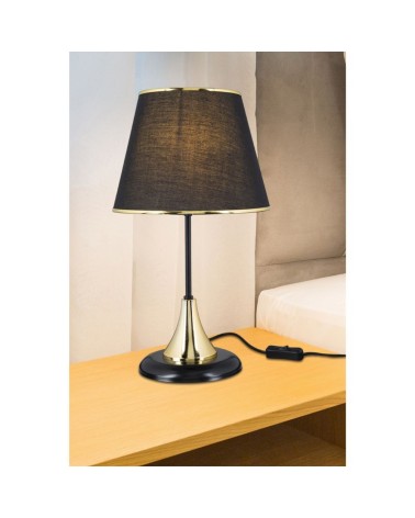 Lampada da tavolo Arden metallo e paralume tessuto nero ASZ1632
