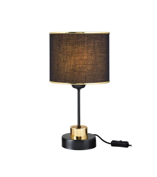 Lampada da tavolo metallo e paralume tessuto nero Arden ASZ1633