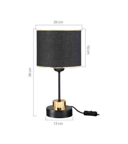 Lampada da tavolo metallo e paralume tessuto nero Arden ASZ1633