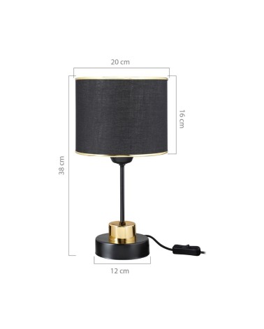 Lampada da tavolo metallo e paralume tessuto nero Arden ASZ1633