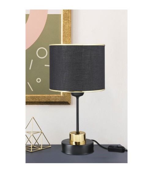 Lampada da tavolo metallo e paralume tessuto nero Arden ASZ1633