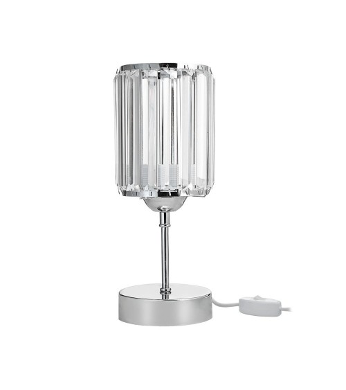 Lampada da tavolo Alis cromata e paralume effetto cristallo MNG7079
