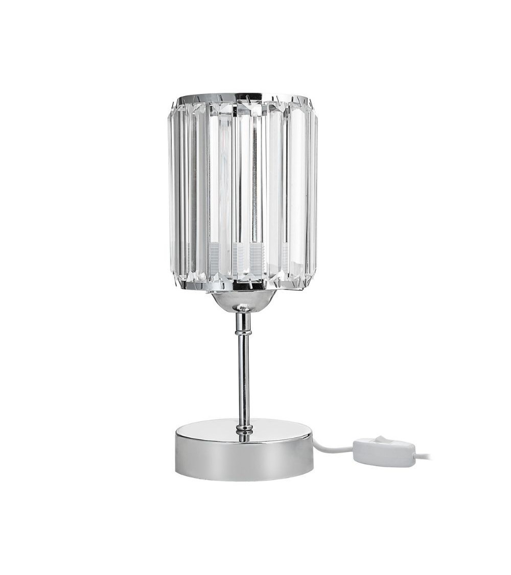 Lampada da tavolo Alis cromata e paralume effetto cristallo MNG7079