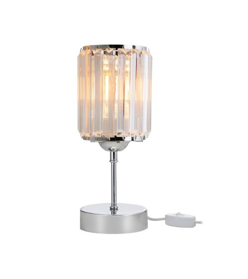 Lampada da tavolo Alis cromata e paralume effetto cristallo MNG7079