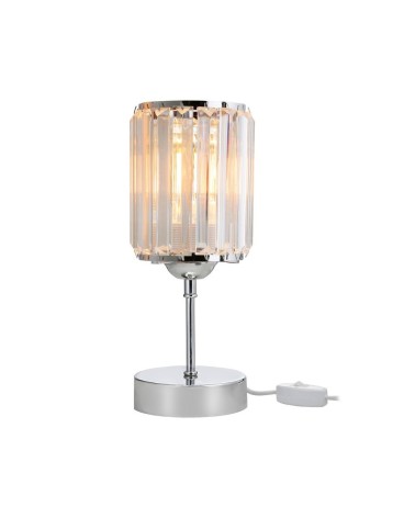 Lampada da tavolo Alis cromata e paralume effetto cristallo MNG7079