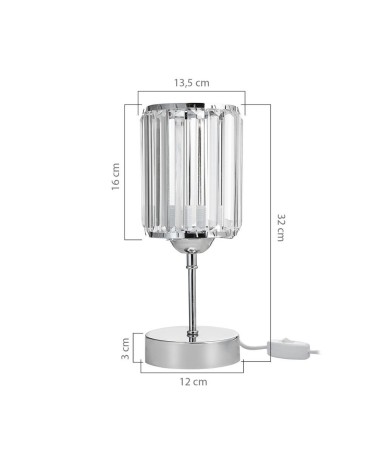 Lampada da tavolo Alis cromata e paralume effetto cristallo MNG7079