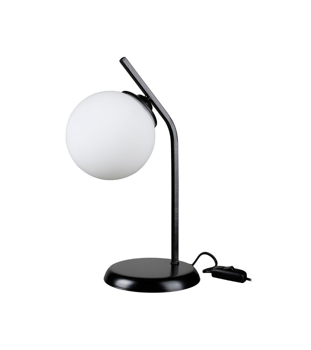 Lampada da tavolo Toren metallo nero e paralume a sfera in vetro ASZ1675