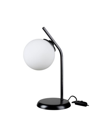 Lampada da tavolo Toren metallo nero e paralume a sfera in vetro ASZ1675