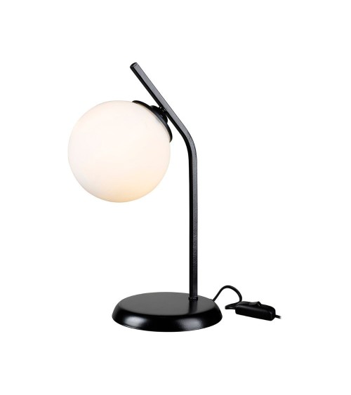 Lampada da tavolo Toren metallo nero e paralume a sfera in vetro ASZ1675