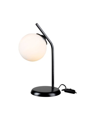 Lampada da tavolo Toren metallo nero e paralume a sfera in vetro ASZ1675