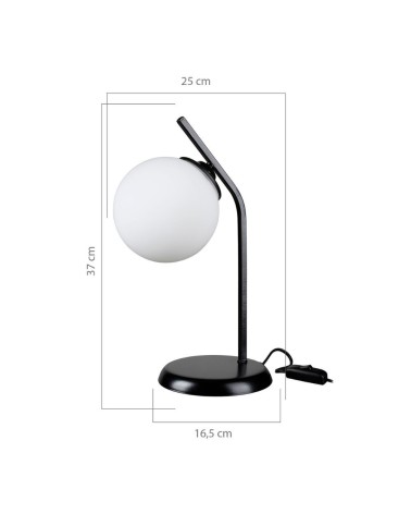 Lampada da tavolo Toren metallo nero e paralume a sfera in vetro ASZ1675