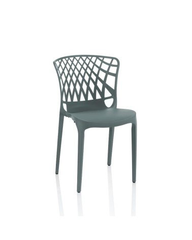 Sedia Logan polipropilene grigio metal schienale avvolgente traforato set 4 pezzi