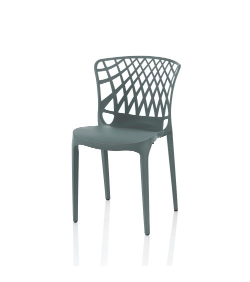 Sedia Logan polipropilene grigio metal schienale avvolgente traforato set 4 pezzi