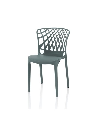 Sedia Logan polipropilene grigio metal schienale avvolgente traforato set 4 pezzi
