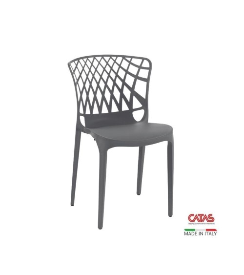 Sedia Logan polipropilene grigio metal schienale avvolgente traforato set 4 pezzi