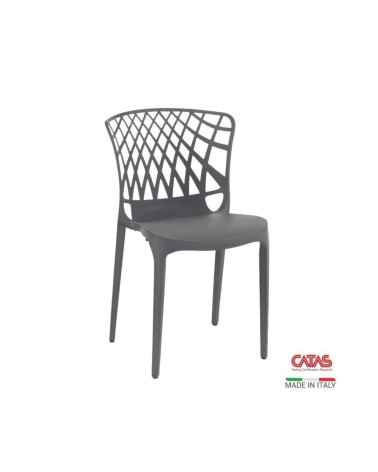 Sedia Logan polipropilene grigio metal schienale avvolgente traforato set 4 pezzi