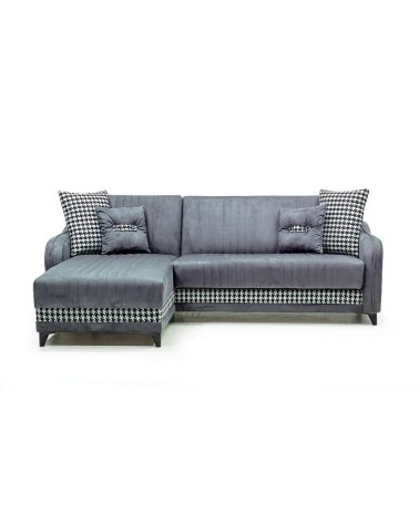 Divano con penisola contenitore reversibile Laos grigio soft 22 246x138x92 H