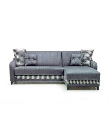 Divano con penisola contenitore reversibile Laos grigio soft 22 246x138x92 H